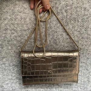 Lauren Ralph Lauren gold embossed leather WOC